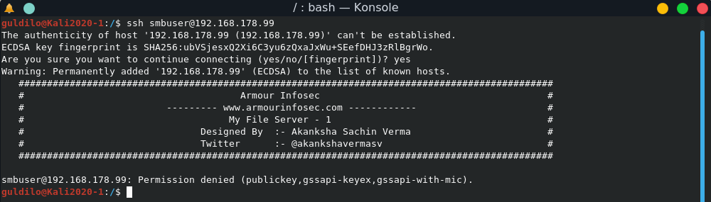 My file Server - SSH Login